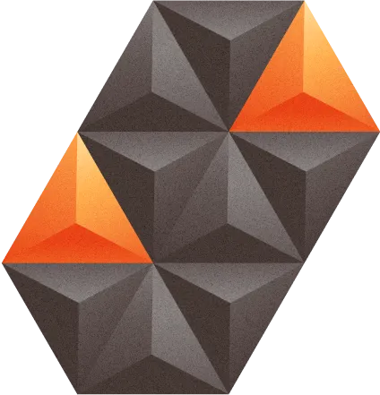 An abstract image with orange and grey triangles representing Dittofeed's various template types